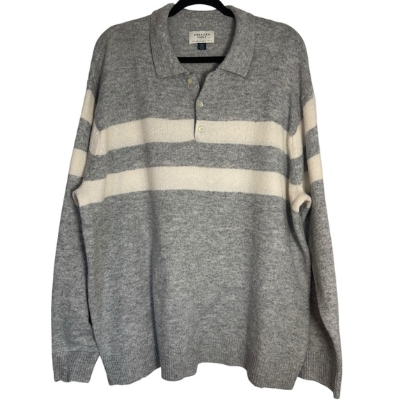 American Eagle Outfitters Other - American Eagle Outfitters Men’s Gray and Cream Striped Polo XXL Sweater